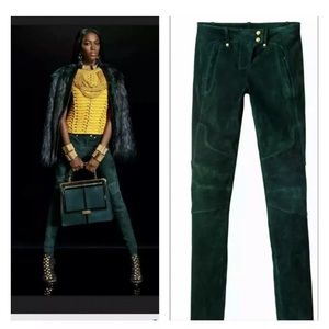 Balmain x H&M suede leather skinny pants